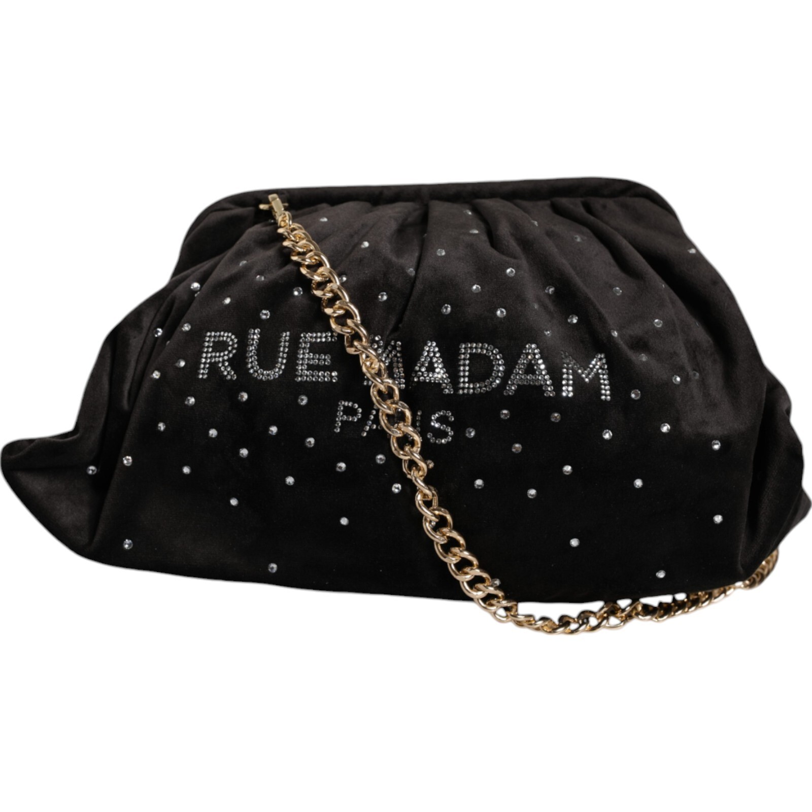 Сумка RUE MADAM с черным логотипом и кристаллами, украшенная ремешком-цепочкой через плечо, Borse 300 долларов США