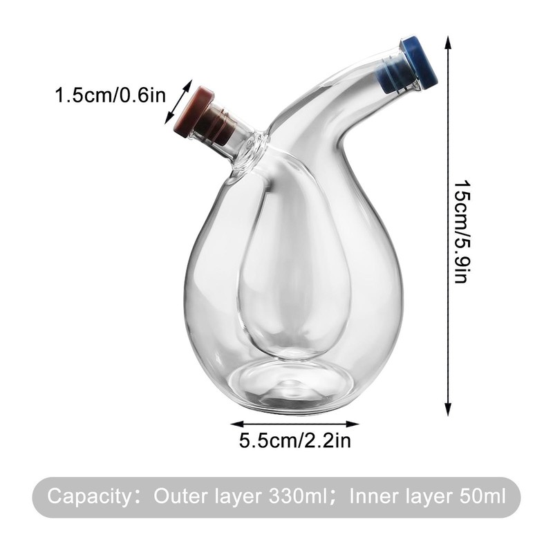 Olive Oil and Vinegar Bottle Dispenser Double Layer 2 in 1 Glass Bottle Kitchen