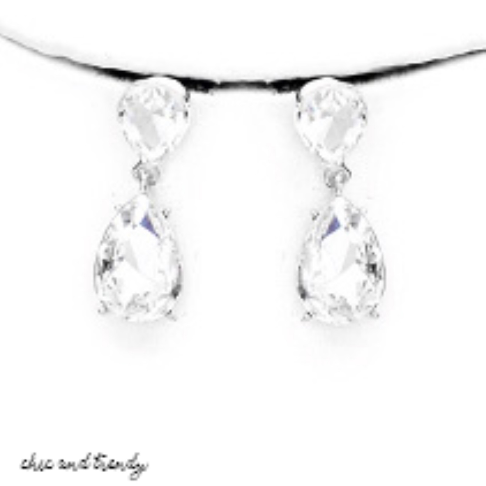 HIGH END CLEAR GLASS CRYSTAL CHUNKY WEDDING FORMAL NECKLACE JEWELRY SET TRENDY