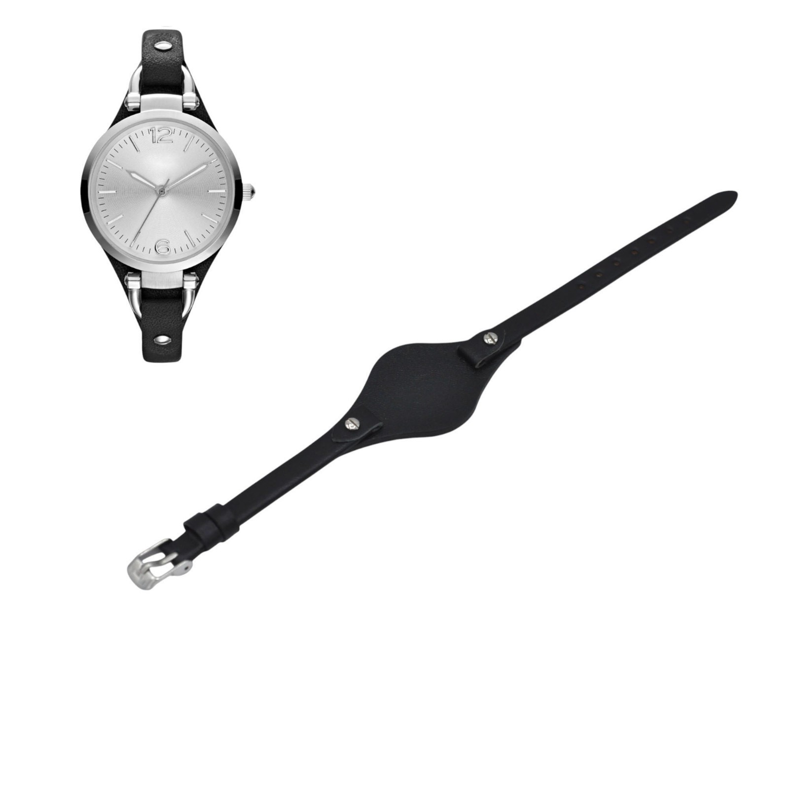 Georgia ES3199 8mm Black Leather Watch Strap For Fossil