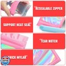 Funfery 300 Pack 3 Size Mylar Holographic Bags with Clear Window, Resealable, Smell Proof, Zipper Foil Bags for Food Storage, Sample, Small Business (Pink, 3x4.7, 4x6, 4.7x7.9in)