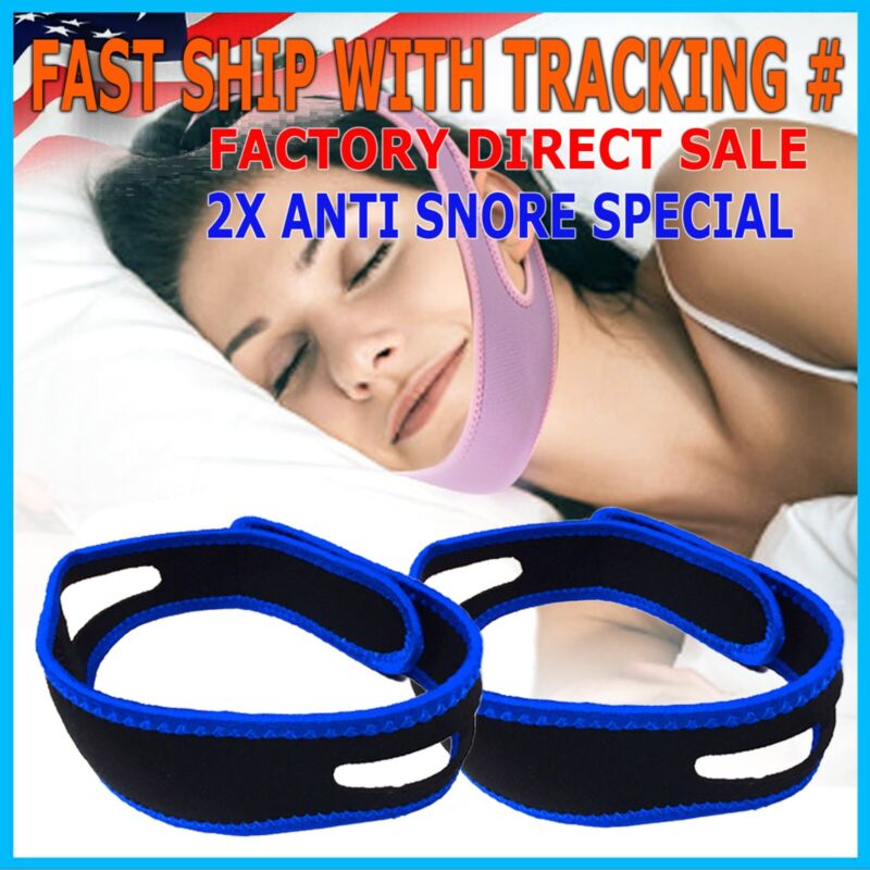 2 Pack Anti Snore Chin Strap Stop Snoring Belt Sleep Apnea Support Solution USA