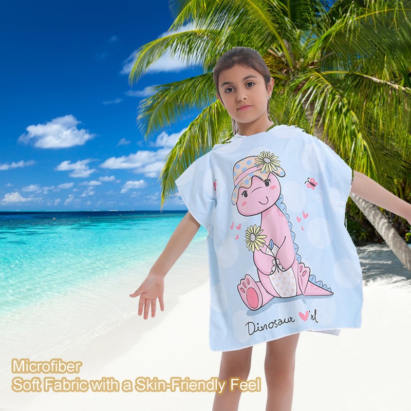 1Pc Surf Poncho Absorbent Changing Robe Towel Hooded for Kids and Toddlers Beach