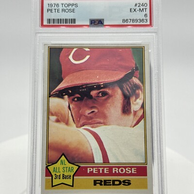 1976 Topps - #240 Pete Rose - Graded PSA 6 - Excellent To Mint Condition