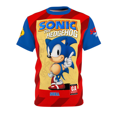 Sonic the Hedgehog 1991 Sega Genesis Retro Video Game Box Cover Game T-Shirt