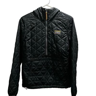 L.L.Bean Black 1/2 Zip Insulated Hooded Pullover Quilted