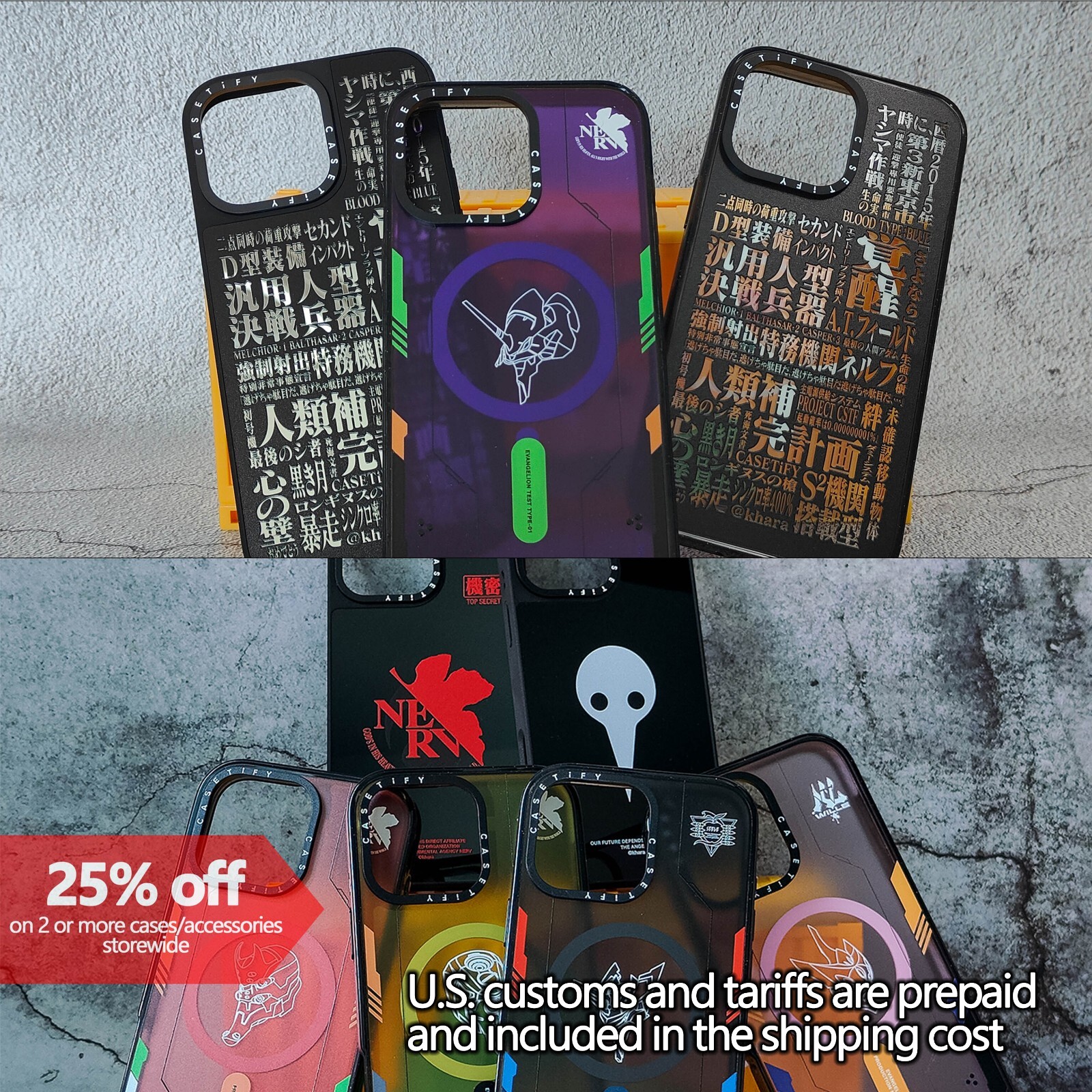 Evangelion Casetify Cases for iPhone 13-16 optional MagSafe