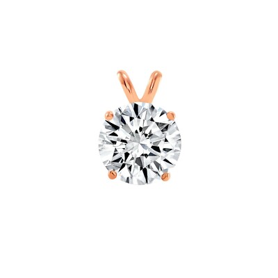 Pre-owned Shine Brite With A Diamond 3 Ct Round Brilliant Cut Solid 14k Rose Gold Solitaire Pendant 18" Necklace In White/colorless