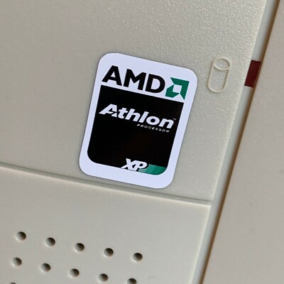 AMD AM5x86 K6 II 2 3+ Athlon Processor Vintage Computer Case Badge Sticker WHT