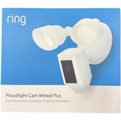 New Ring Floodlight Cam Plus Outdoor Wired 1080p FHD Surveillance Camera - White