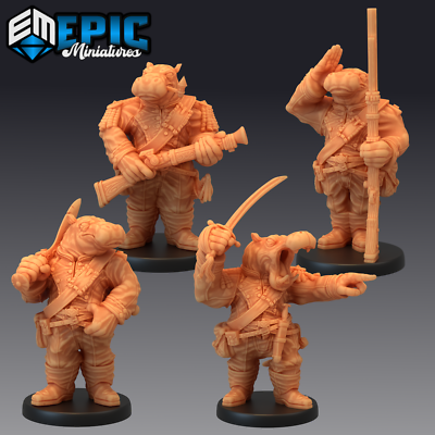 HIPPO SOLDIER - Dungeons and Dragons Miniatures, D&D Humanoid Hippo Warrior