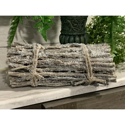 Wooden Natural Brush Christmas Log Frosted Twig Bundle 3.5'' x 7.88'' S27