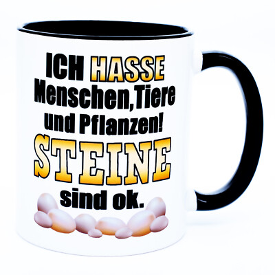 Ich hasse Menschen Tasse Lustig Spruch Becher Arbeit Büro Handwerker Kollegen