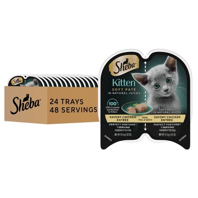 Perfect Portions Kitten Wet Cat Food Pate Chicken Entree, 2.6 oz. Twin-Pack T...