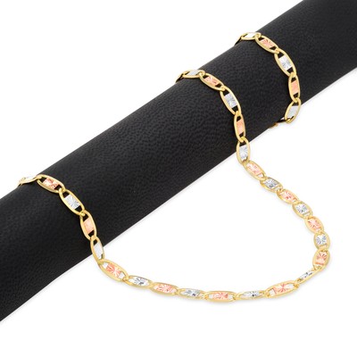 NURAGOLD 10K SOLID YELLOW ROSE WHITE GOLD 4MM DIAMOND CUT VALENTINO CHAIN BRACELET 8.5"