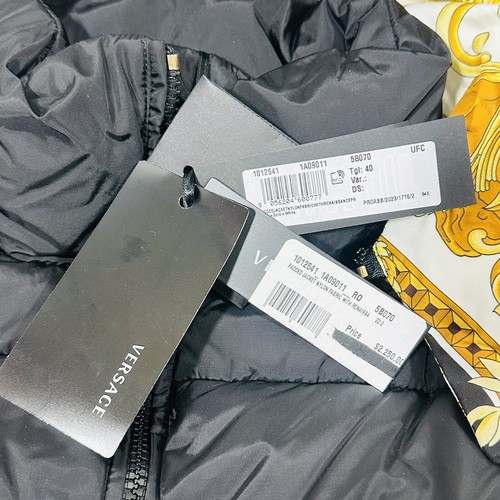 Pre-owned Versace Medusa Barocco Puffer Black Gold Jacket Removable Hoodie 40/4 $2250