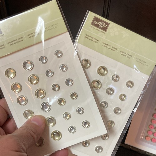 Stampin Up Crafting Supplies Rhinestones Gems Sequins Cork Self Adhesive Lot/7