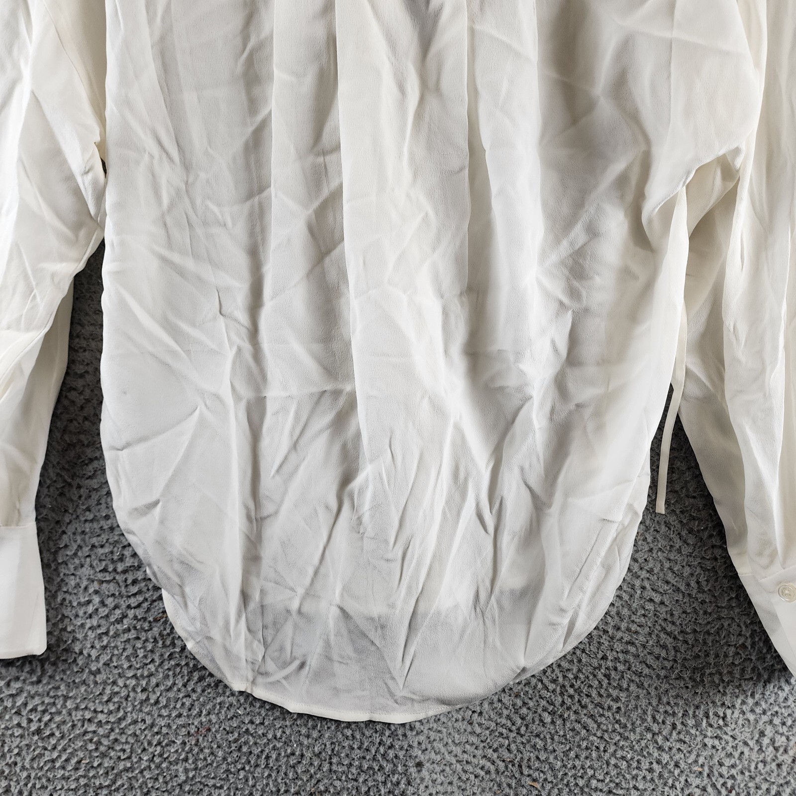 Equipment Femme Hailey Silk Blouse Women's XS Nature White Tie Neck Long Sleeve - Picture 15 of 17