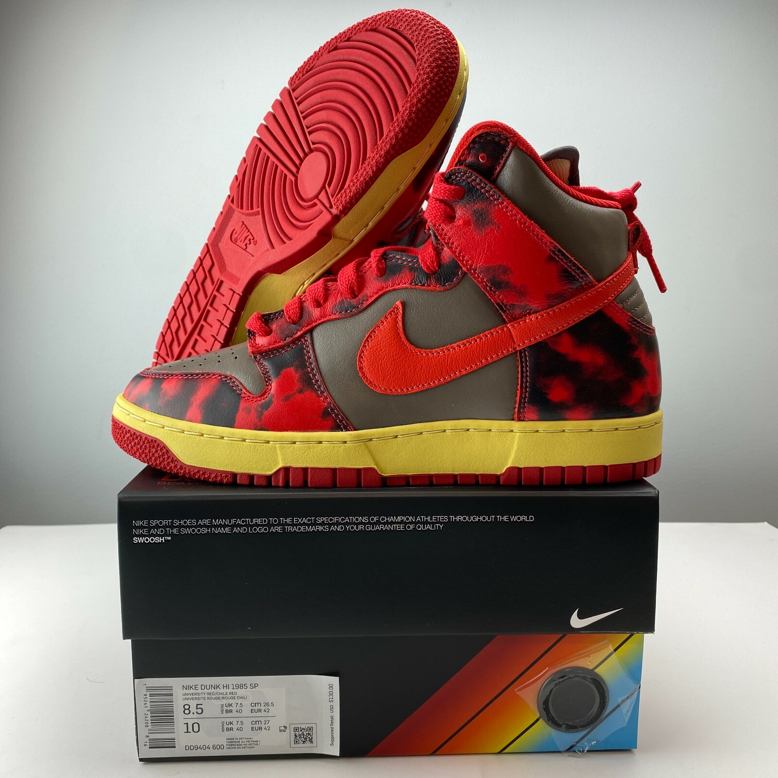 ★Nike Dunk High 1985 SP Red Acid Wash ★DD9404- 600 Nike Dunk High 1985 Red Acid Wash Size 8 DD9404-600 RED