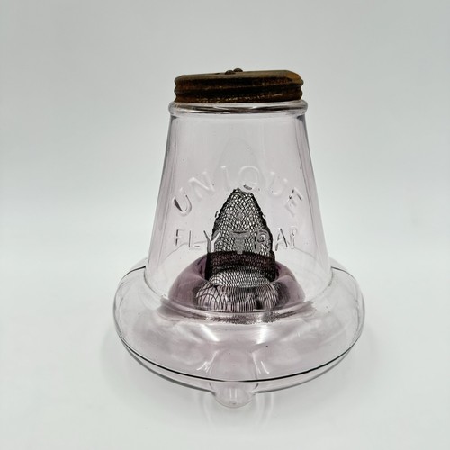 稀少ワンダーデコールイギリスアンティークガラス虫取り瓶FlyTrap薄いパープル 稀少ワンダーデコールイギリスアンティークガラス虫取り瓶