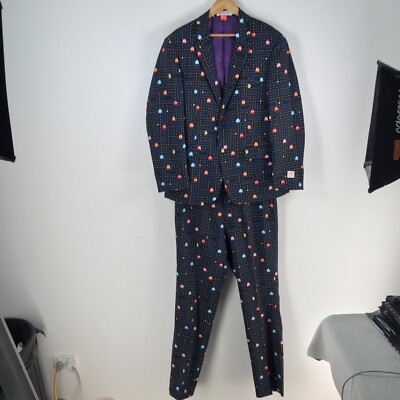 Opposuits mens pacman full suit size XL jacket 44 pants 36 black 096058