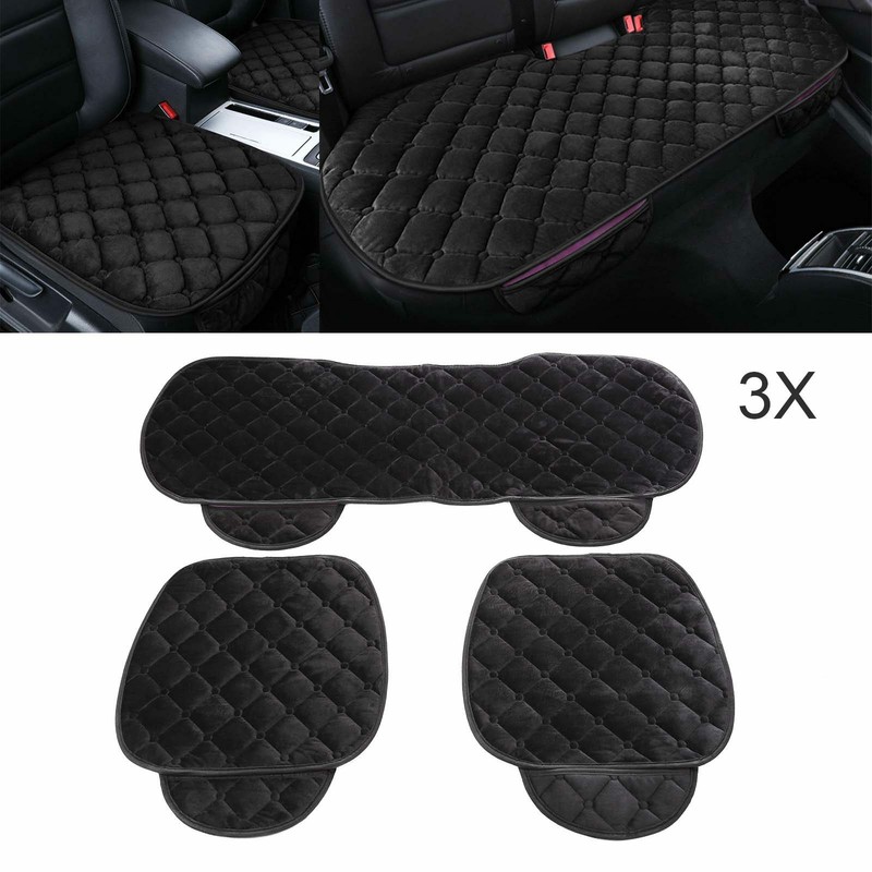 3X Auto Sitzauflage Sitzbezüge KFZ Sitzmatte Breathable Bambus Kohle Schwarz