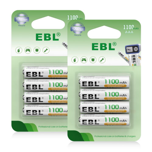 EBL 8 Pack Rechargeable AAA Batteries 1100mAh 1.2V Ni-MH Triple A Battery NiMH