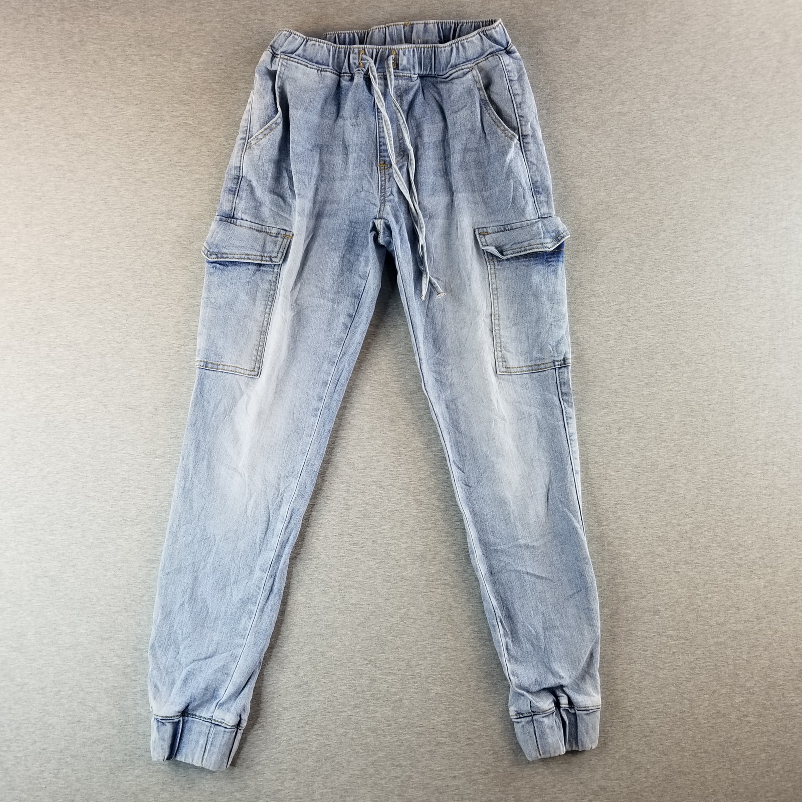Almost Famous Jeans Women's Sz S Pull On Stretch Waist Light Wash Normcore Comfy