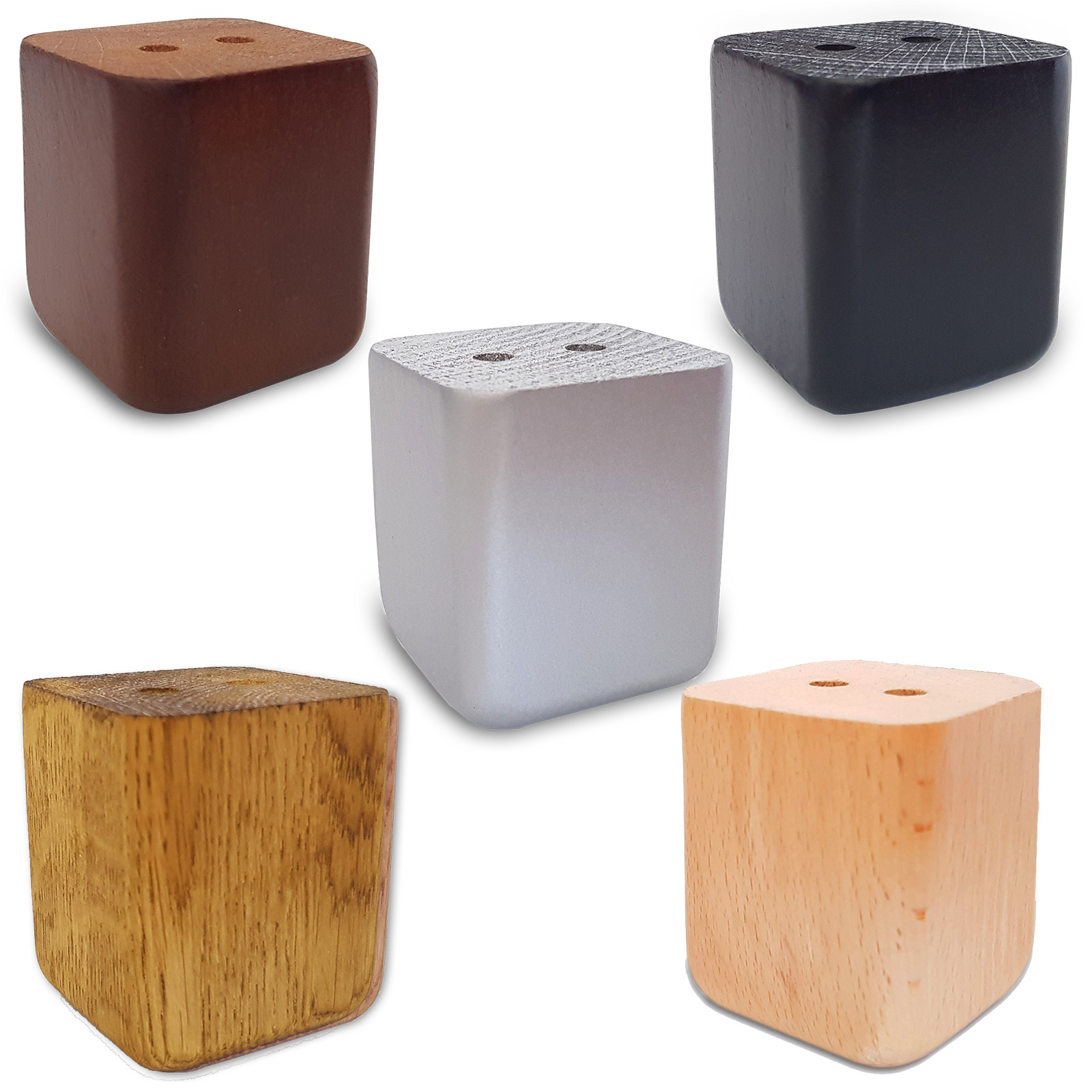 Holzfüße 4 x Möbelfüße Möbelfuß Schrankfüß Sofafuß Holz Buche Eiche Eckig