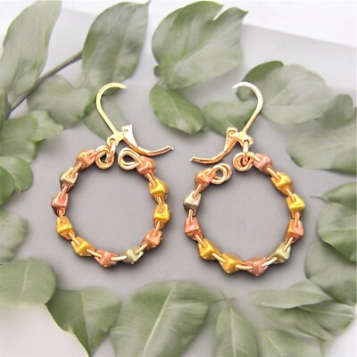 Unique glass beaded hoop earrings on rose gold hypoallergenic wires