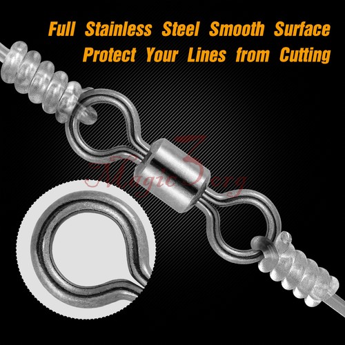 20-200 Swivels Snap Duo Coastlock Fishing Ball Bearing 3 Way Rolling Split Ring 
