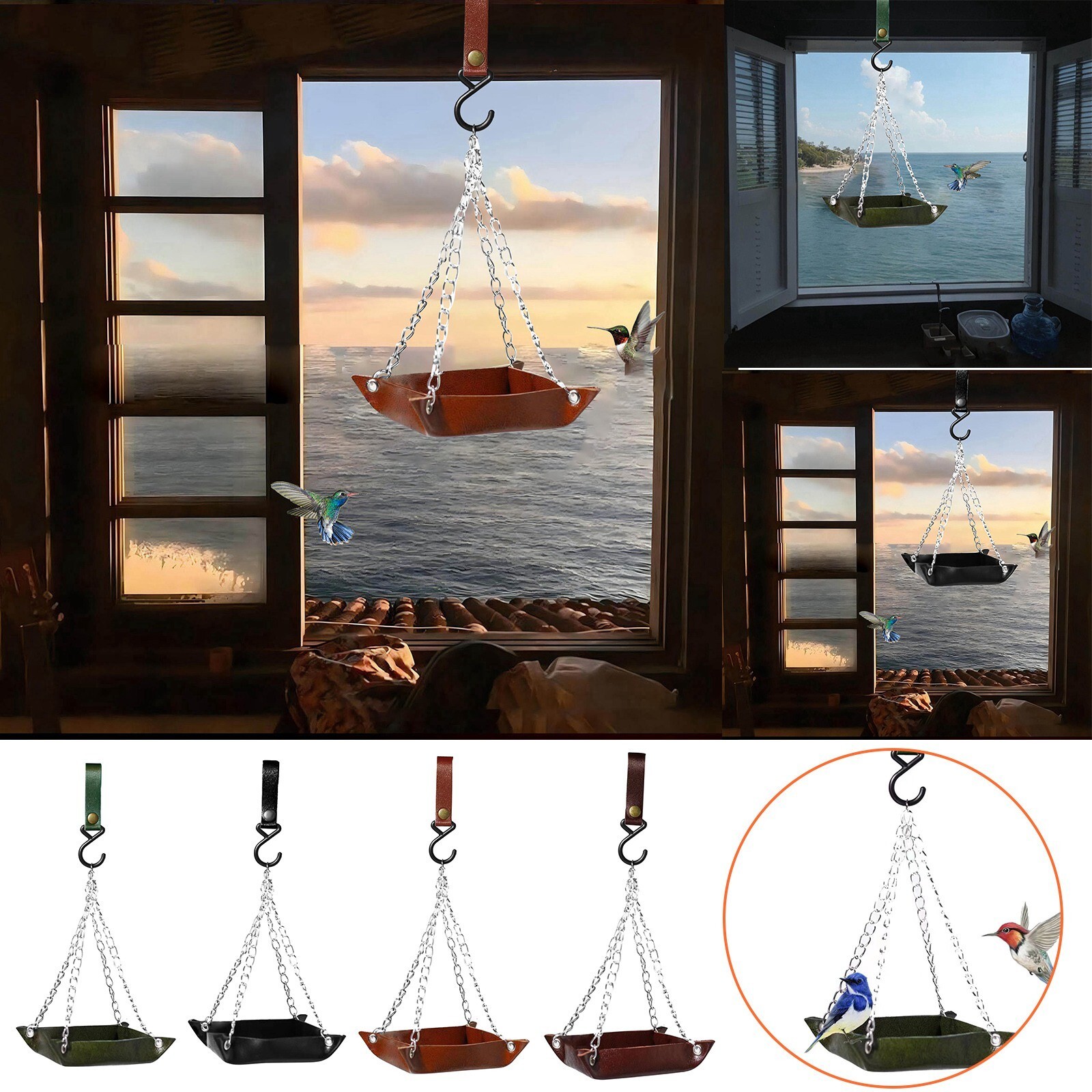Feeder Hanging Bird Feeder For Outdoor Patio Metal Chain