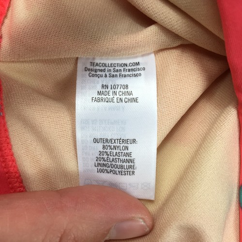 Tea Collection Halter Tie Passionfruit Ruffle Tankini Swim Top Guava Coral Sz 12