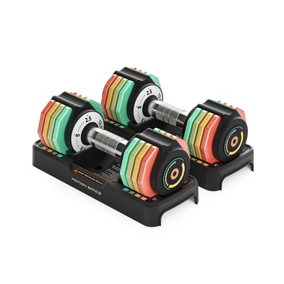 Adjustable Dumbbells Set 12.5LB/22.5LB Pair, 1-Sec Fast Adjustable 5 Weights ...