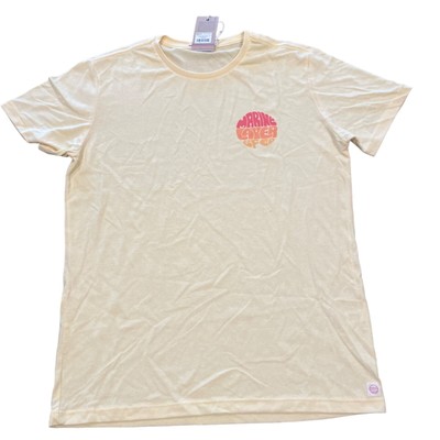 NWT Marine Layer Re-Spun Men's Sz S Crew Graphic Tee Pale Banana Yellow