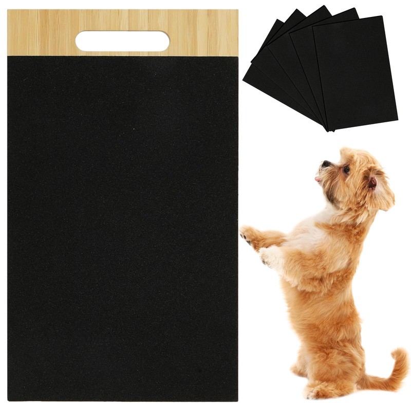 Dog Scratch Pad Wooden Cats Puppies Pets Scratching Board with Ergonomic Handle
