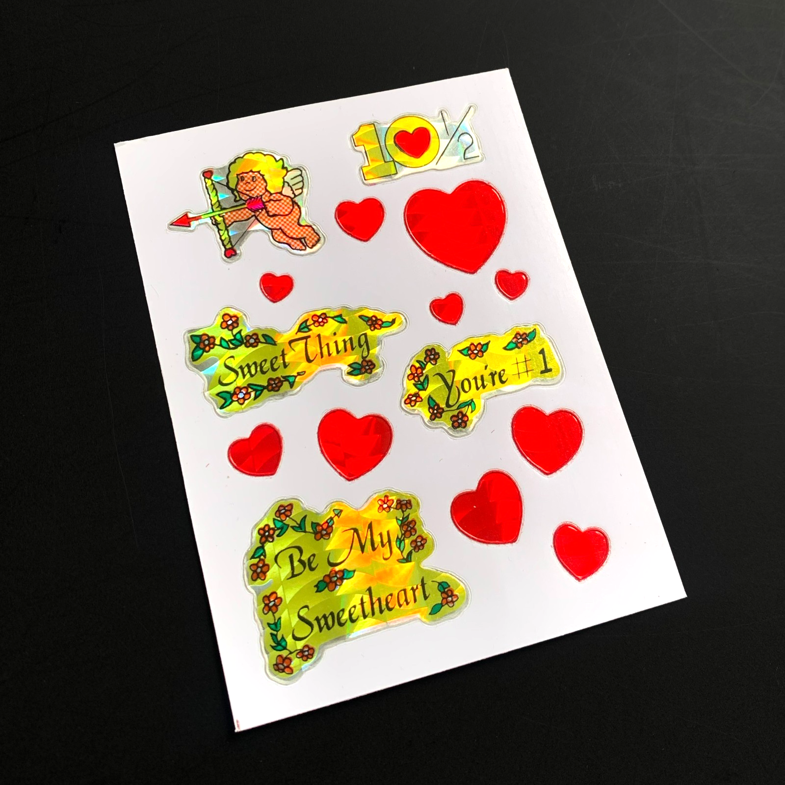 HEART LOVE VALENTINE'S VINTAGE vending sticker foil holographic prism prismatic