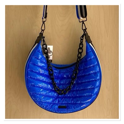 BCBGENERATION Handbag Purse Shoulder Crossbody Blue Puffer 2-in-1 Hobo $98.00