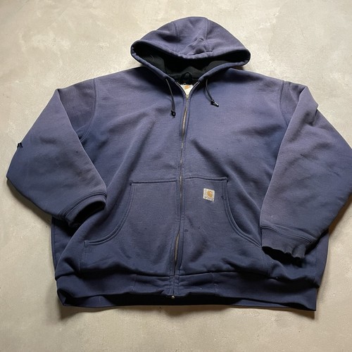 Vintage Carhartt Sun Faded Hoodie Full Zip XL Thermal Lined