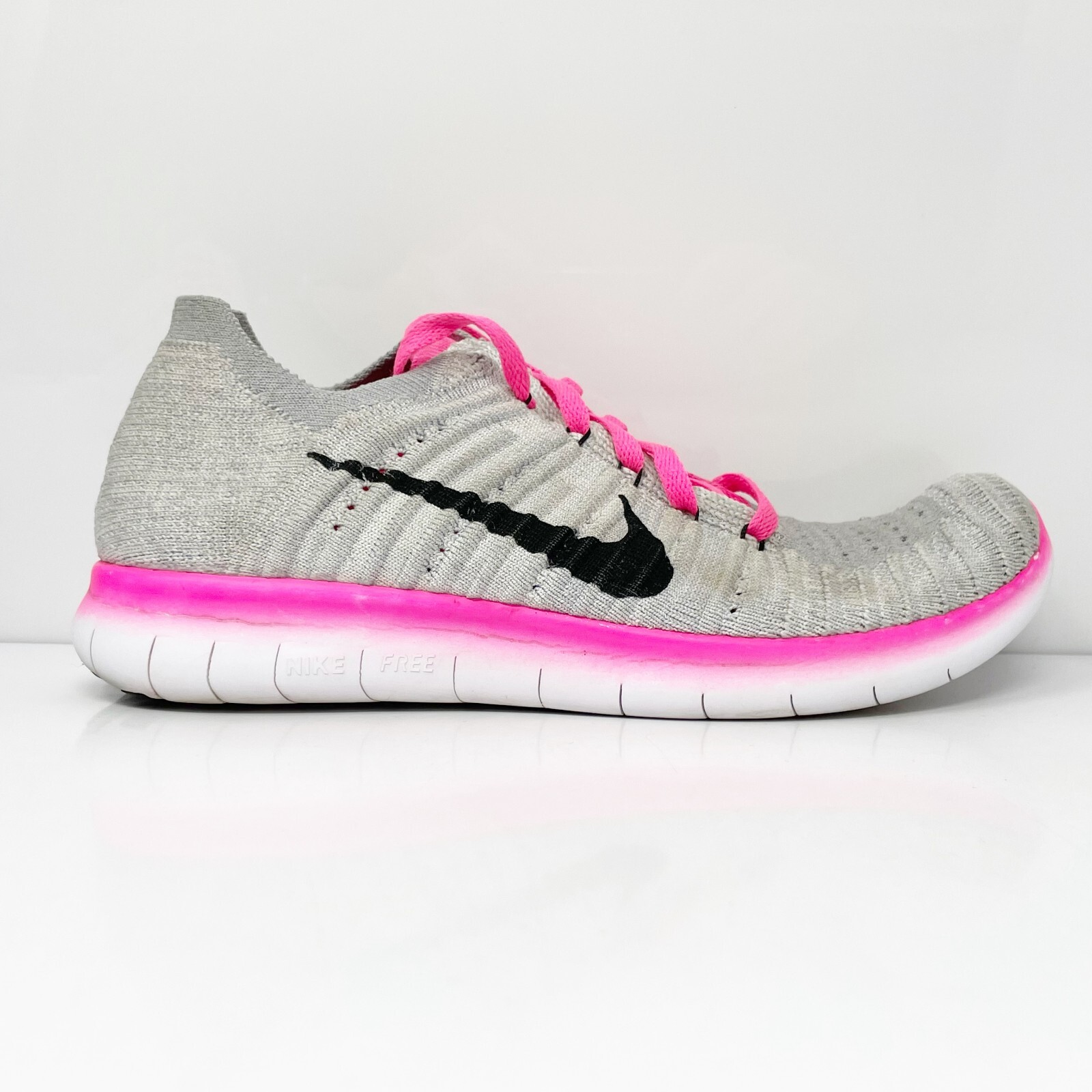 Кроссовки для бега Nike Girls Free RN Flyknit 834363-106 серые, размер 5 лет