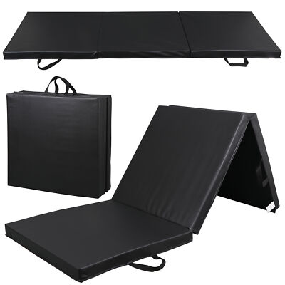 6x2 Folding Gym Mat Exercise Mat 2'' Thick Gymnastics Tumbling Mat for Yoga Black
