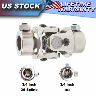 3/4-36 Spline X 3/4'' DD Chrome Single Universal Steering U-Joint Shaft For Ford