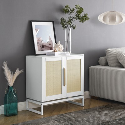 Rattan Sideboard Cabinet 2-Door with 1 Adjustable Shelf, Natural