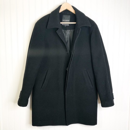 SMITH & BARNES sz 40 Wool Cashmere Jacket Pea Coat Trench Black | eBay