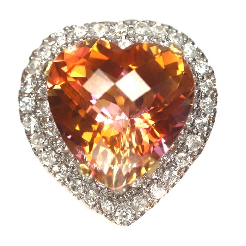 いわんちゅ　レンゲ White Cubic Zirconia Platinum Over Sterling Silver Ring