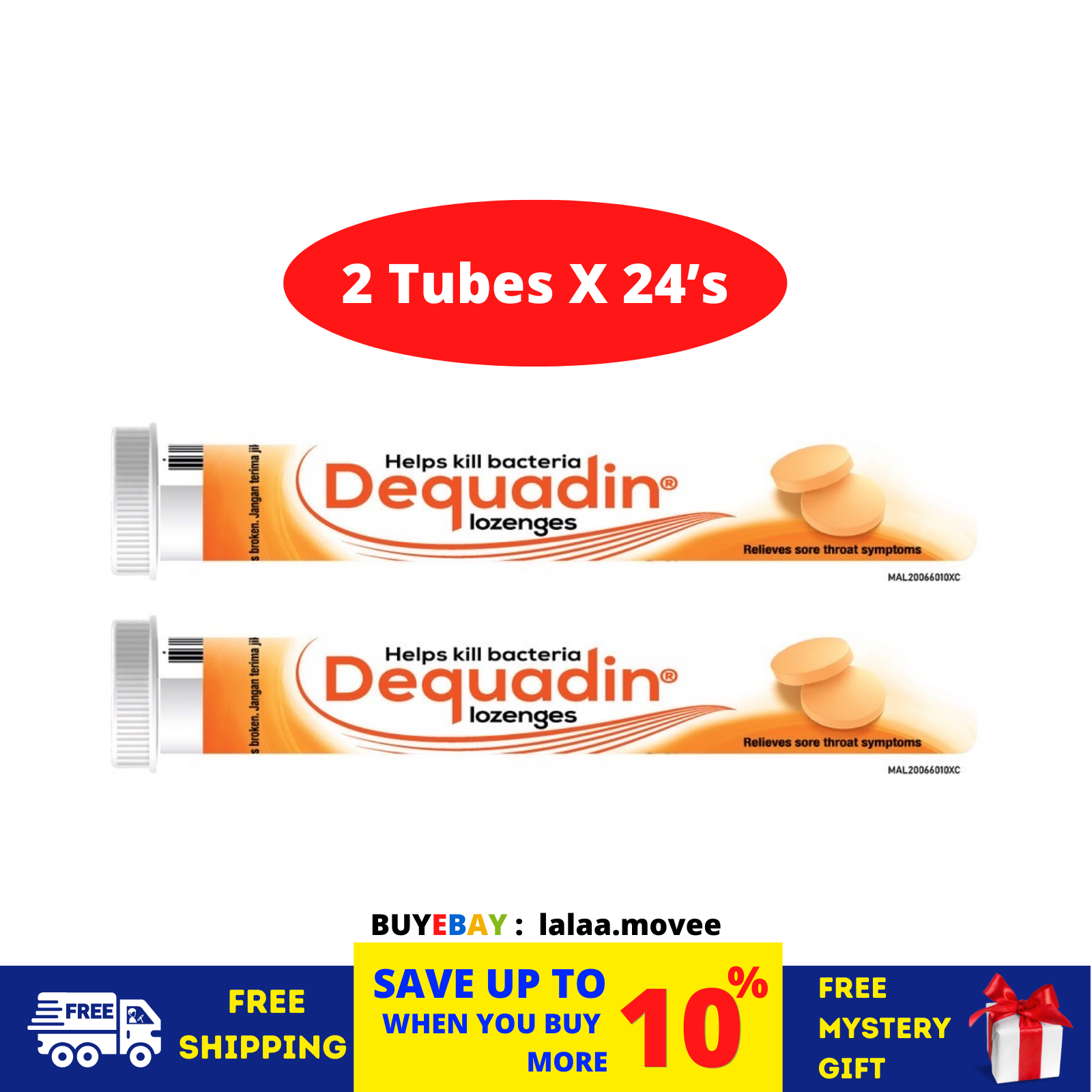 DEQUADIN Citrus Lozenges (Dequalinium) Sore Throat 24's x 2 DEQUADIN Citrus Lozenges (Dequalinium) Sore Throat 24's x 2