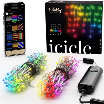 Twinkly Icicle   App-Controlled LED Christmas Lights with 190 RGB (16 Million...