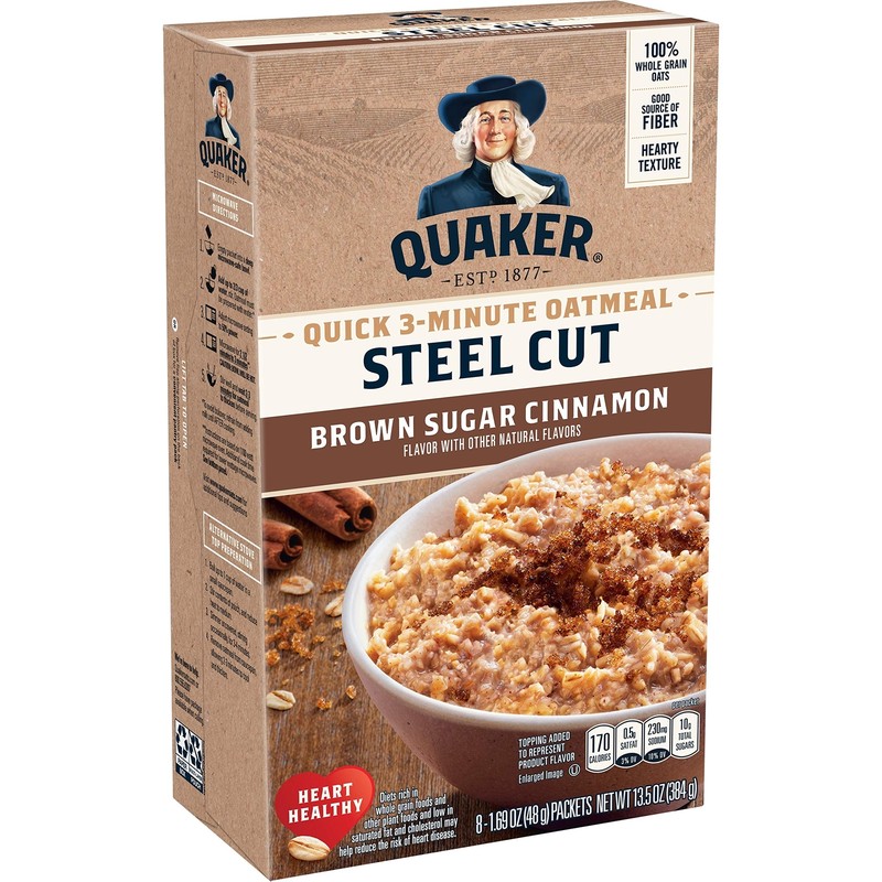 Quaker Steel Cut Quick 3-Minute Oatmeal, Quick Steel Cut, Brown Sugar and Cinnam