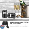 OWO Champagne Bottle Stoppers Stainless Steel, Reusable Champagne Cork and Saver Stopper, Leak Proof Prosecco and Sparkling Wine Plug, Bubble Retention Protection （Black, 4 Pack）