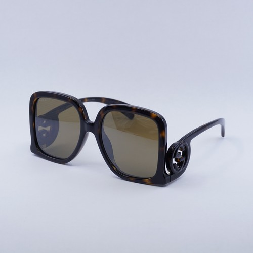 Pre-owned Gucci Gg1326s 007 Dark Havana/brown Mirror 58-19-140 Sunglasses Authentic